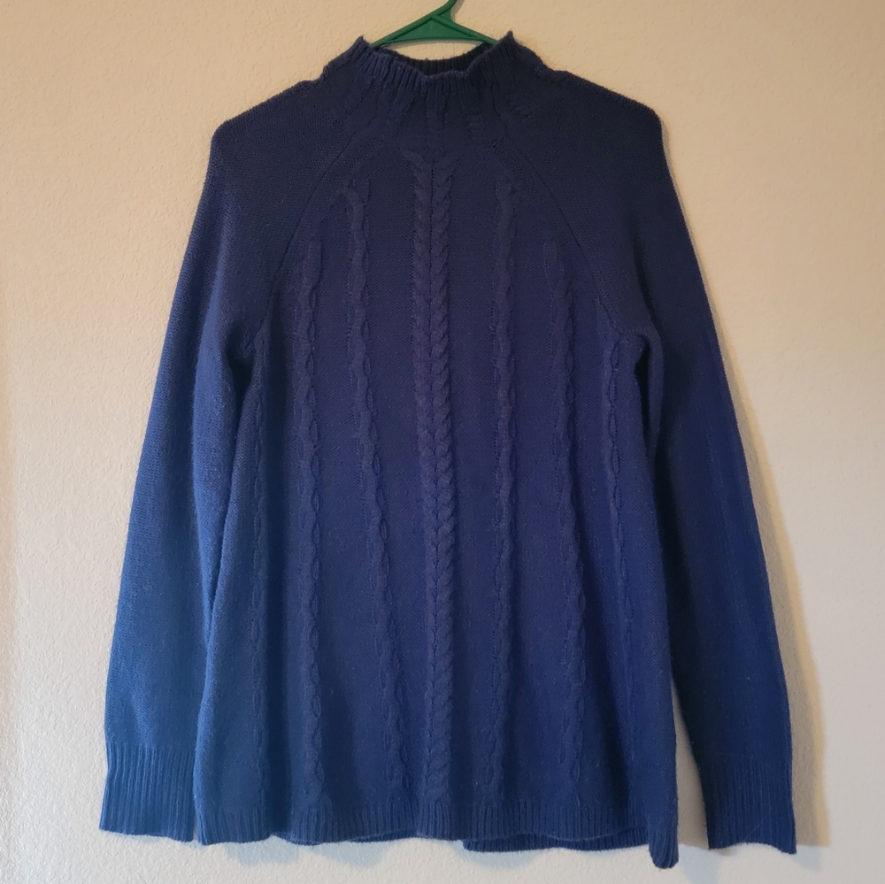 Women's Navy Sweatshirt with Mock Turtleneck, Size XS